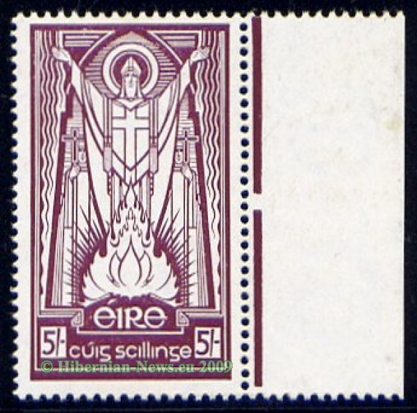 1940-68 St. Patrick 5/- on cream paper watermark inverted