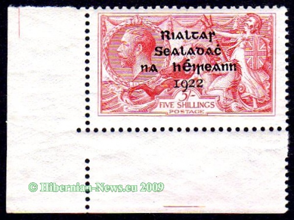 1922 Thom 4-line on 5/- rose red