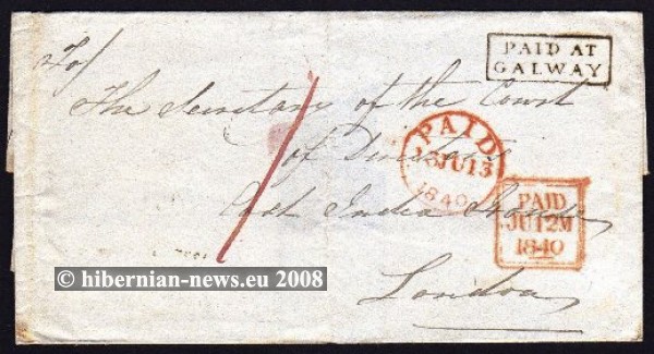 1840 Wrapper PAID AT / GALWAY