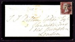 1854 cover to London with short 1d red