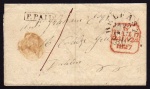 1827 Part Wrapper to Dublin with small boxed P. Paid