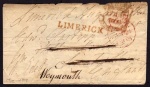 1808 Part Entire to England with large unframed LIMERICK
