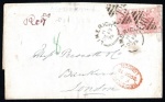 1872 Regstered EL to London with 2x 2½d Pl. 2
